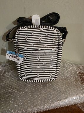 Buckle-Down Black & White Striped Looney Tunes Crossbody Bag